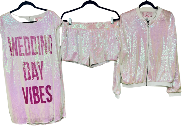 Wedding Day Vibes Iridescent Sequin 3- Piece Set