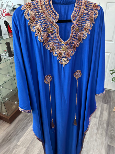 Royal Blue Beaded Luxury Kaftan