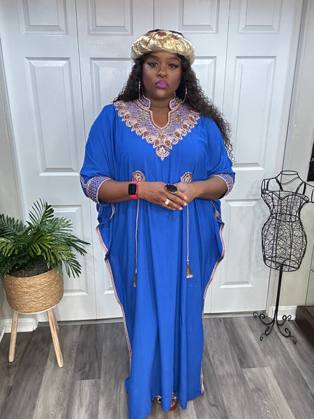 Royal Blue Beaded Luxury Kaftan