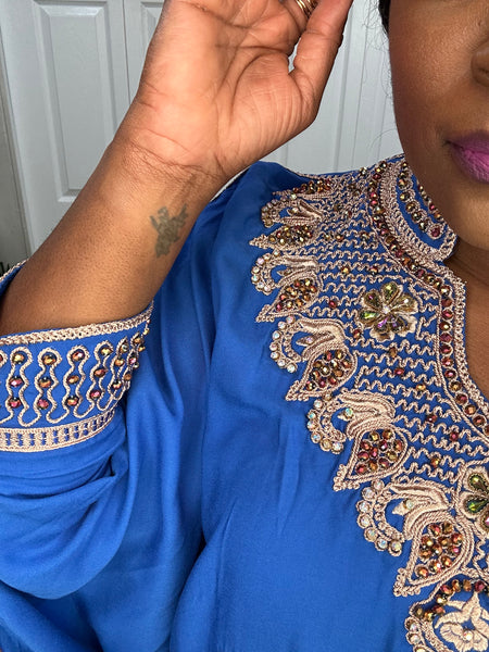 Royal Blue Beaded Luxury Kaftan