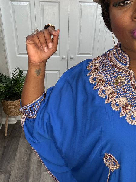 Royal Blue Beaded Luxury Kaftan