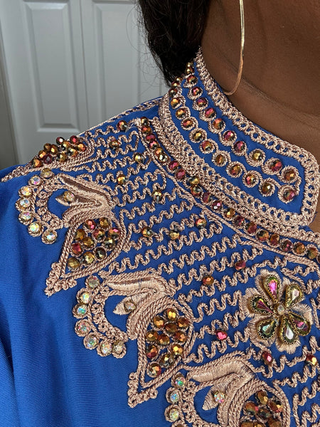 Royal Blue Beaded Luxury Kaftan