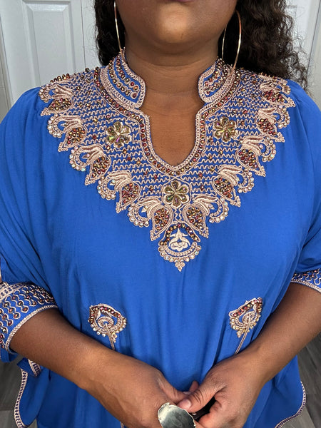 Royal Blue Beaded Luxury Kaftan