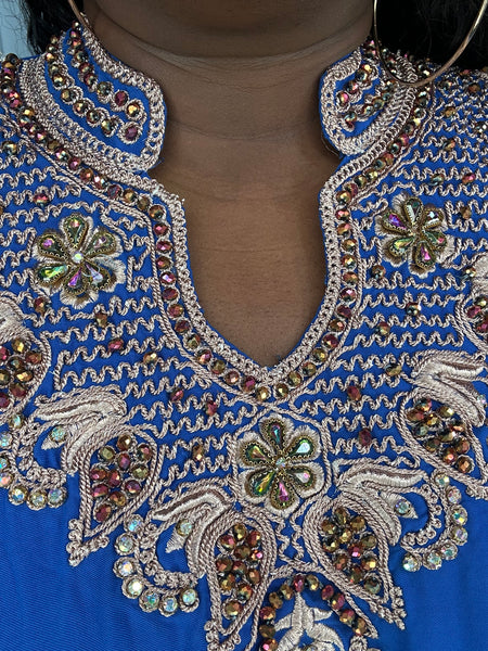 Royal Blue Beaded Luxury Kaftan