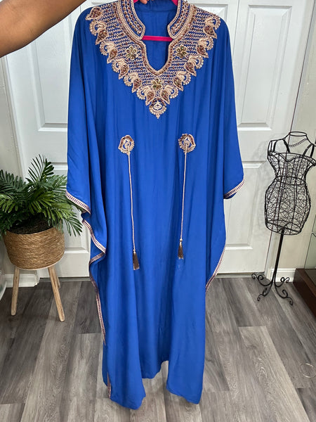 Royal Blue Beaded Luxury Kaftan