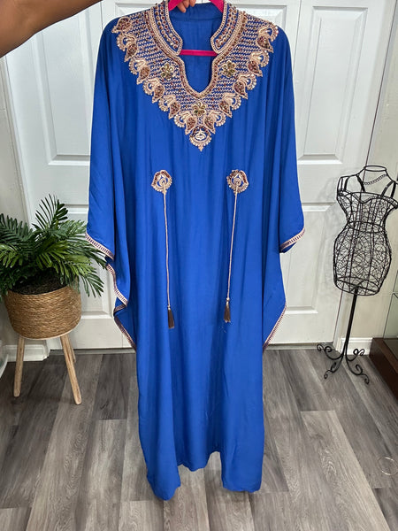 Royal Blue Beaded Luxury Kaftan