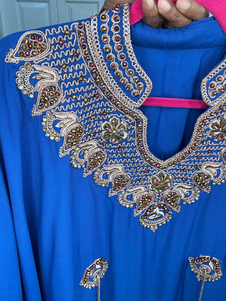 Royal Blue Beaded Luxury Kaftan