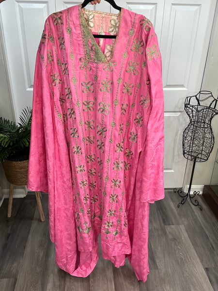 Custom Pink/Gold Embroidered Kaftan