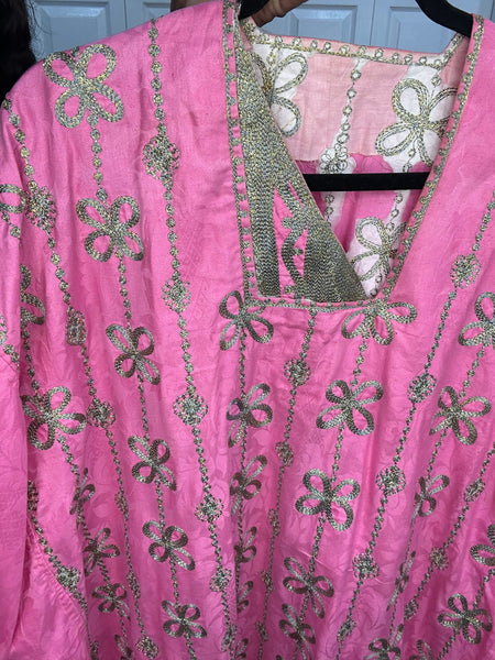 Custom Pink/Gold Embroidered Kaftan