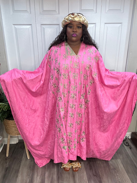 Custom Pink/Gold Embroidered Kaftan