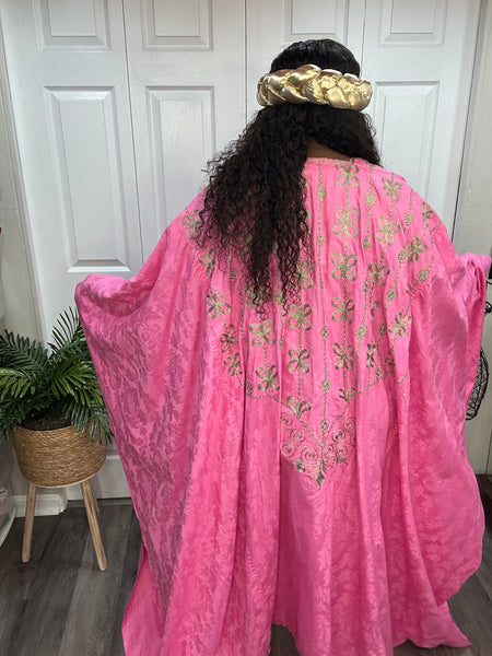 Custom Pink/Gold Embroidered Kaftan