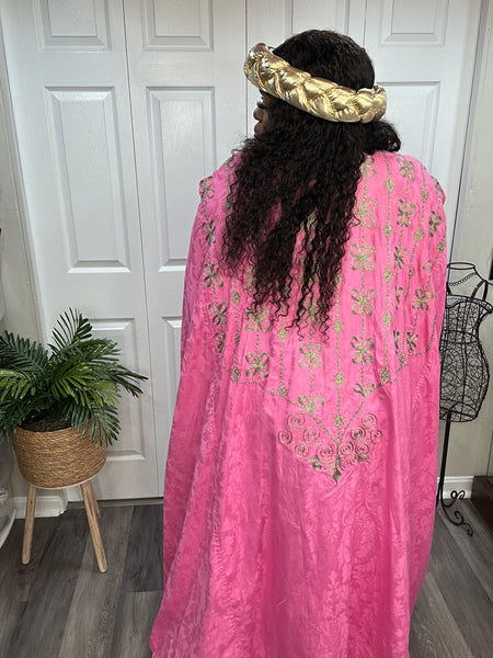 Custom Pink/Gold Embroidered Kaftan