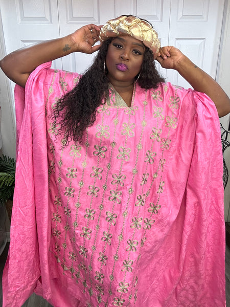 Custom Pink/Gold Embroidered Kaftan