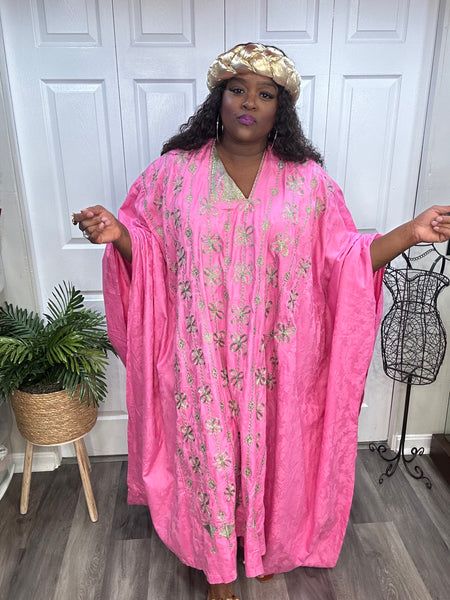 Custom Pink/Gold Embroidered Kaftan