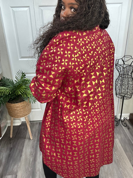 Custom Ankara Maroon/Gold Jacket