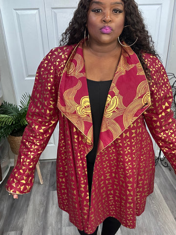 Custom Ankara Maroon/Gold Jacket