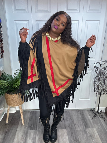 The Look- Fringe Poncho Shawl