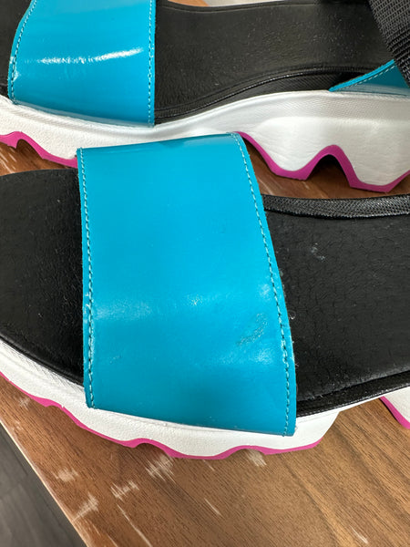 Women's Sporty Leather Upper  Colorful Platform Sandals