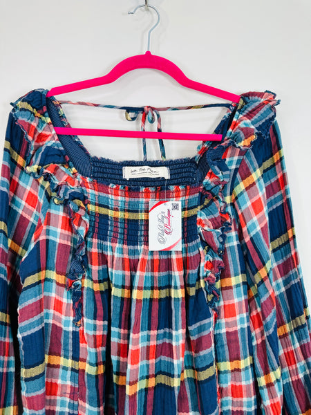 Ruffle Me Plaid Top