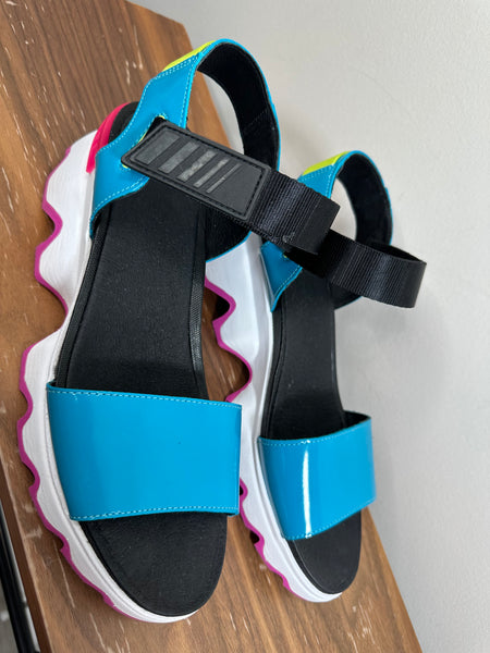 Women's Sporty Leather Upper  Colorful Platform Sandals