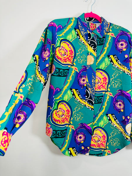 Damask Colorful Button Up