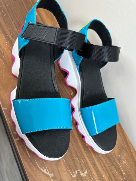 Women's Sporty Leather Upper  Colorful Platform Sandals