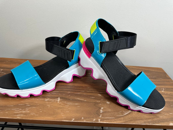 Women's Sporty Leather Upper  Colorful Platform Sandals