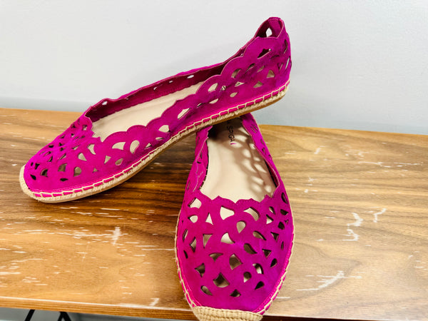 Fuchsia Suede Laser Cut Espadrilles