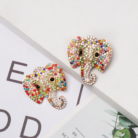 Colorful Rhinestone Elephant Earrings