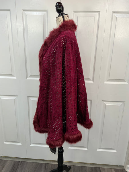 Genuine Leather/Faux Fur Poncho