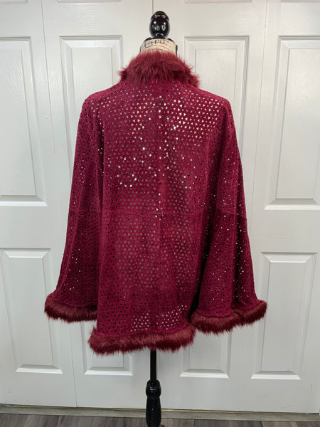 Genuine Leather/Faux Fur Poncho