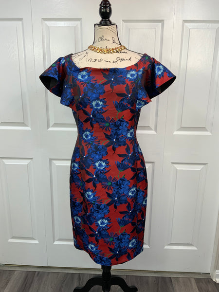 Floral Ruffle Sleeve Dress Sz 8