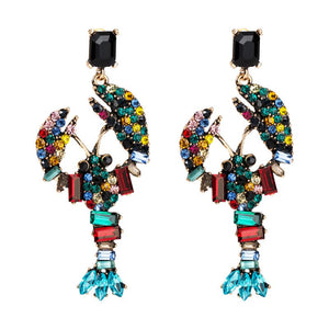 Multicolor Rhinestone Lobster Earrings