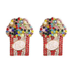 Colorful Rhinestone/Pearl Popcorn Earrings