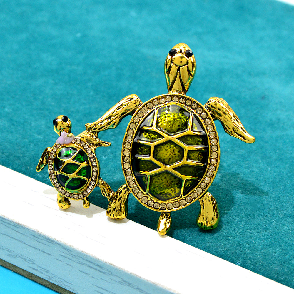 Mom and Baby Turtle Brooch