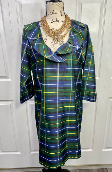 Plaid and Ruffle Collar Dress